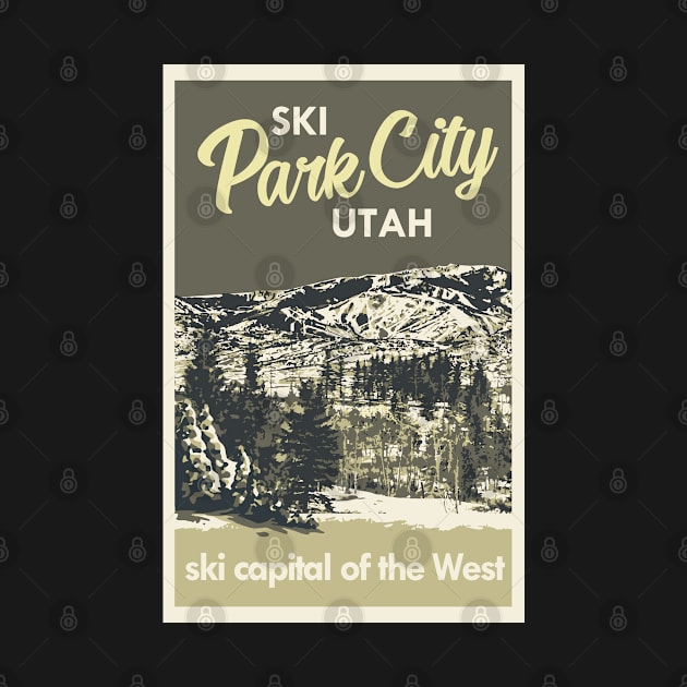 Grey Vintage Park City Utah Ski Poster by ROEDERcraft