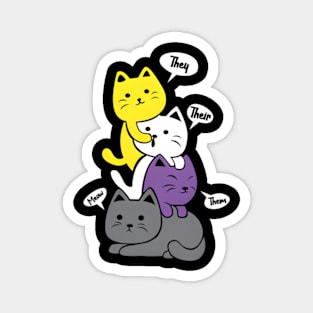Nonbinary They Their Them Meow Non-Binary Flag Kawaii Magnet