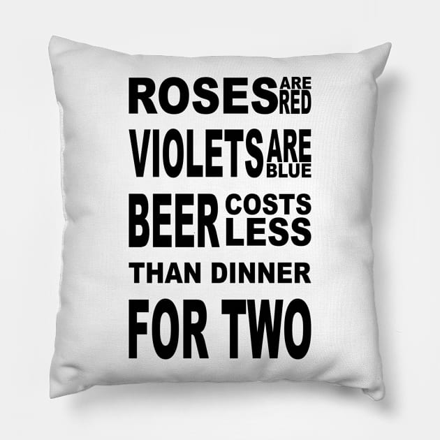 Roses Are Red Violets Are Blue Beer Costs Less, Than Dinner For Two. Pillow by Sunil Belidon