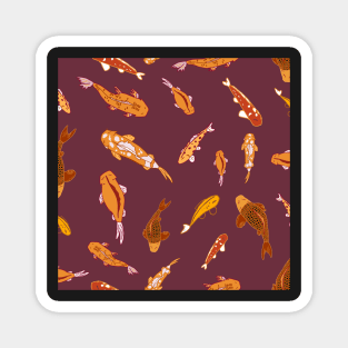 Simple swimming koi fish - orange, burgundy Magnet