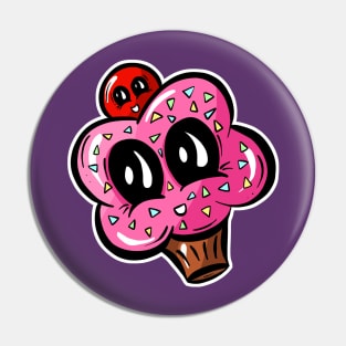 Sweet Cheeks Cherry Cupcake Cartoon Pin