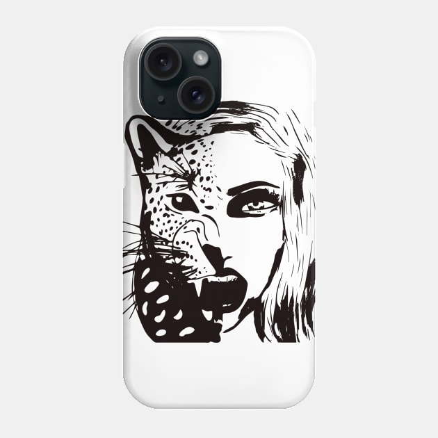 predator woman digital drawing Phone Case by Katarinastudioshop