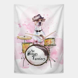 Jack Russell Terrier Playing Drums Tapestry