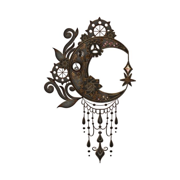 Elegant steampunk moon with gears by Nicky2342