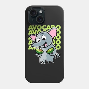 Cute Elephant Eating Avocado Kawaii Neko Anime product Phone Case