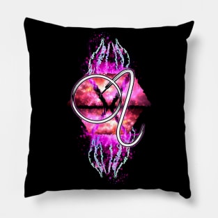 Leo Zodiac - Pink Abstract Pillow