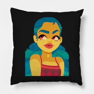 Blue Curls Pillow