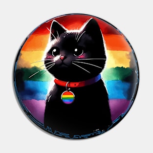 Pride LGBTQ Trans Cute Black Cat Pin