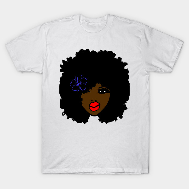 Brownskin Curly Afro Natural Hair Redlips Tshirt Brand New