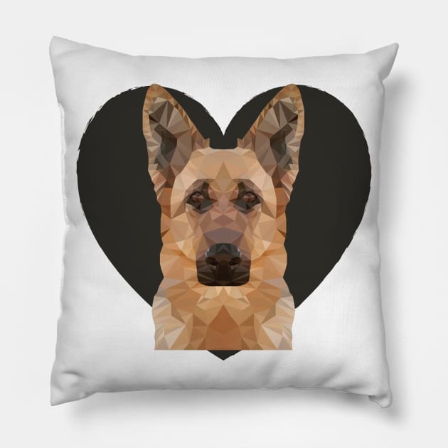 Low Poly German Shepherd Pillow by Kali Farnsworth