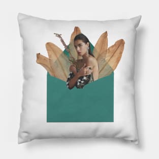 Girl in envelope (collage) Pillow