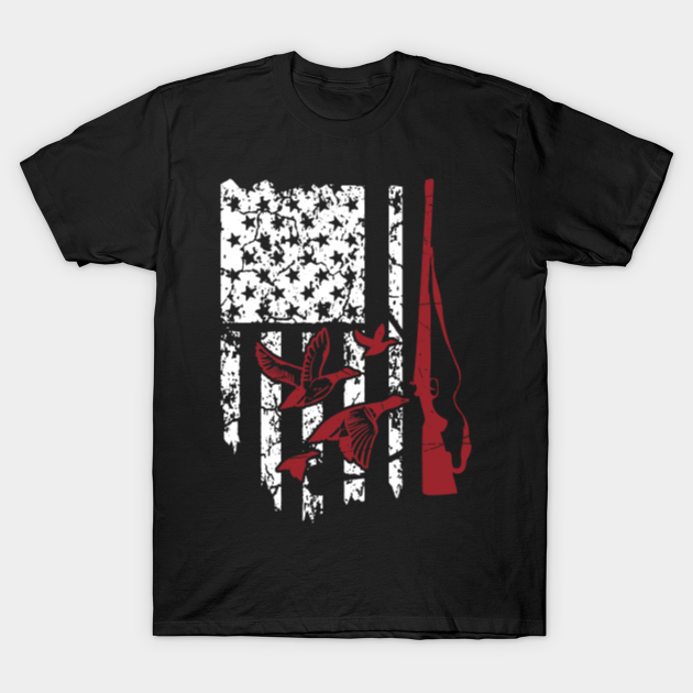 American Flag Patriotic Duck Hunting Waterfowl - Duck Hunting - T-Shirt ...