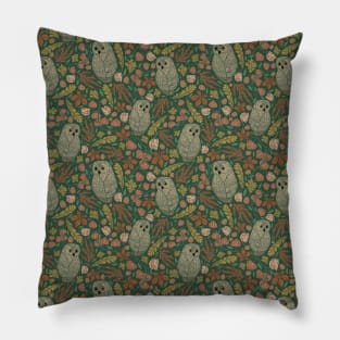 Cute owls amoung red chestnut leaves and winter cherry Pillow