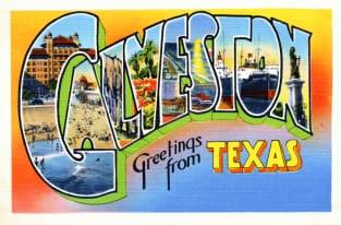 Greetings from Galveston, Texas - Vintage Large Letter Postcard Magnet