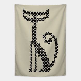 Cross Stitch Black Cat Tapestry