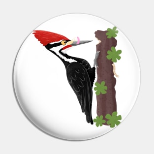 Cue funny Pileated woodpecker cartoon illustration Pin
