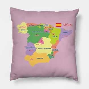 Administrative map of Spain Pillow