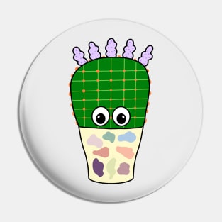 Cute Cactus Design #300: Prickly Pear In Nice Abstract Pot Pin