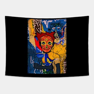 Dive into the Streets - A MaleMask NFT with MexicanEye Color and Street Art Background Tapestry