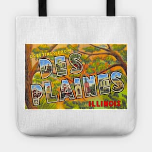 Greetings from Des Plaines, Illinois - Vintage Large Letter Postcard Tote