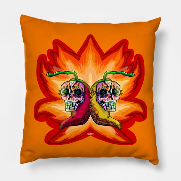 Chilitos picosos / Sugar skull chillis Pillow by ANDYWARHORE