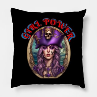 Girl power purple pirate ghost Pillow