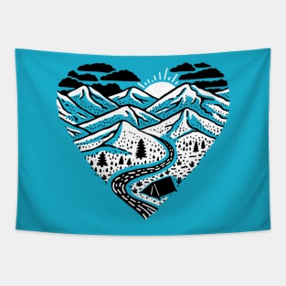 Mountain Lover Heart Camping Nature Tapestry