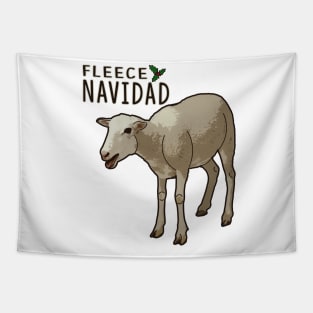 Fleece Feliz Navidad Pun Christmas Sheep Tapestry