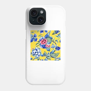 Flowers on yellow toile Phone Case