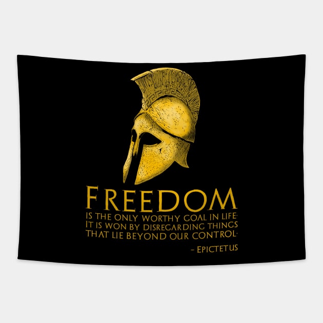 Ancient Greek Stoic Philosophy - Epictetus Quote On Freedom Tapestry by Styr Designs