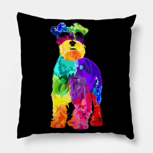 Dog Lover Gifts Mini Schnauzer Colorful Miniature Schnauzer Pillow