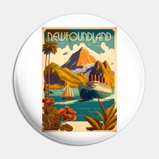 Newfoundland Canada Vintage Travel Art Poster Pin