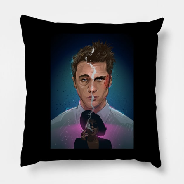 Fight Club Chaotic Characters Pillow by Thunder Lighthouse