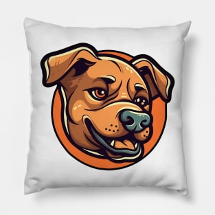 Boxer orange dog cartoon logo in circle Pillow