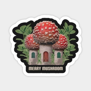 Vintage Merry Mushroom Magnet