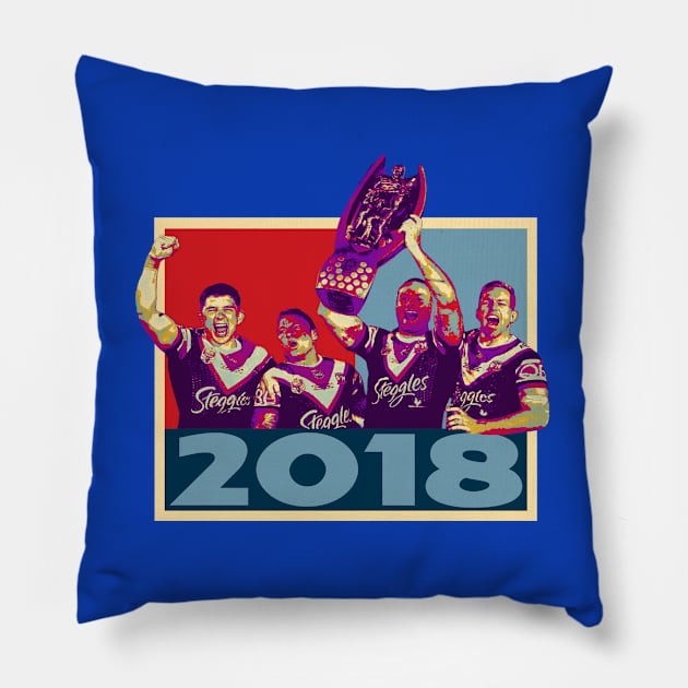 Retro Footy Moments - Sydney Roosters - PREMIERS 2018 Pillow by OG Ballers