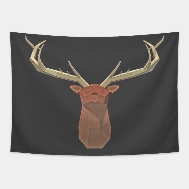 Abstract low poly elk head Tapestry by Blackvz