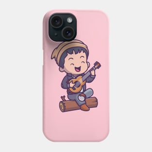 Cute Man Playing Guitar Cartoon Phone Case