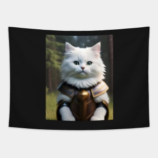 Cat in Armor - Modern Digital Art Tapestry