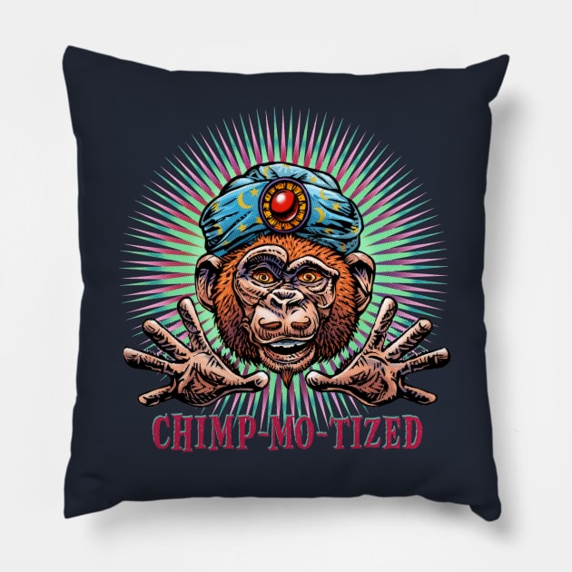 Chimp-mo-tized Pillow by ChetArt