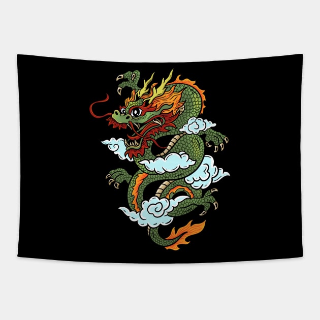 Chibi Dragon: A Cute and Fierce Asian Dragon Tapestry by Holymayo Tee