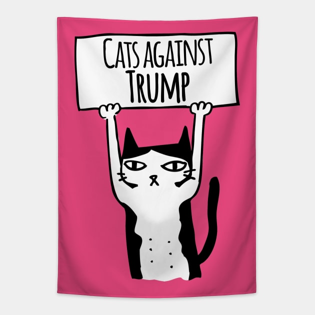 Protest Cat: Cats Against Trump Tapestry by blueavocado