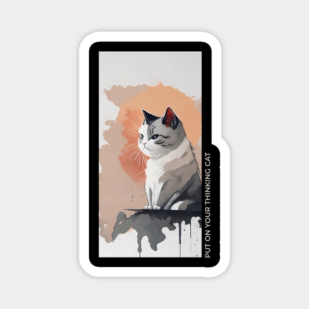 Put on your thinking cat Magnet by Inked Lab