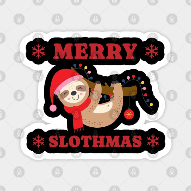 Merry Slothmas Christmas Lights Magnet by VisionDesigner