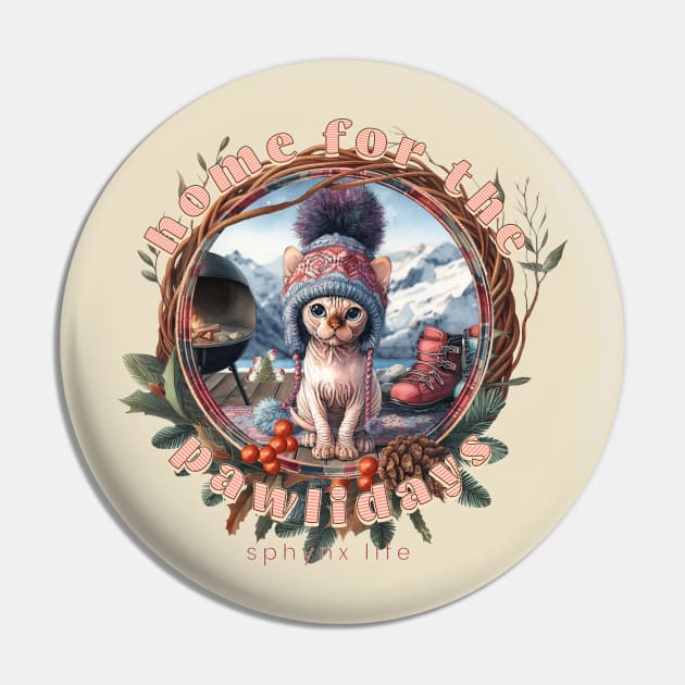 Home For The Holidays Beanie Sphynx Life 22S Pin by catsloveart