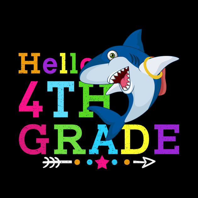 Shark Hello 4th Grade Tshirt Teachers Kids Back to school Gifts by kateeleone97023