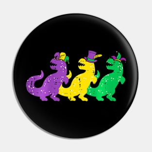 Kids Trex Dinos Purple Yellow Green Boys Mardi Gras Kids Pin