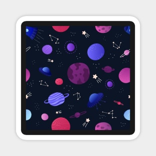 Space concept with planets, stars and spaceships, astronomical design Magnet