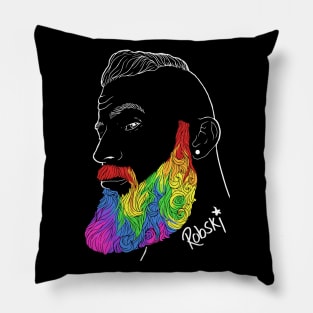 Dylan Rainbow beard white lines Pillow