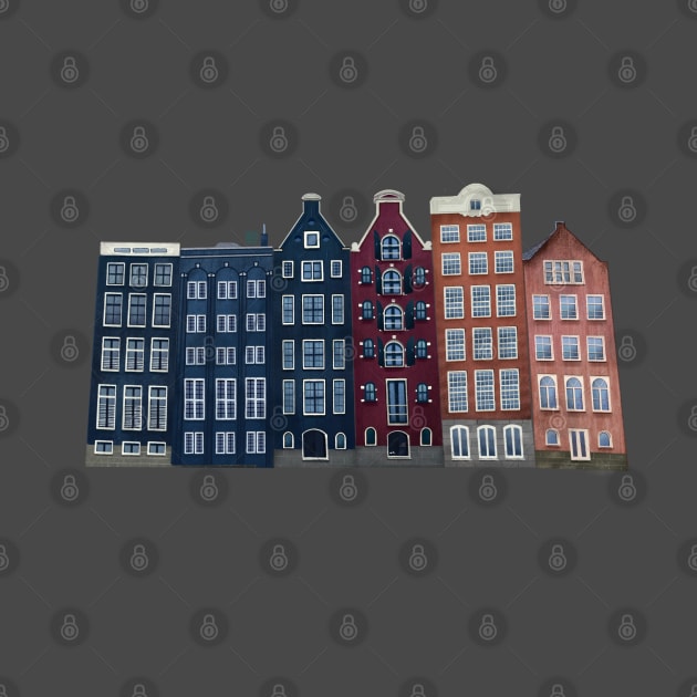 amsterdam houses netherlands skyline by zeynepillustrates